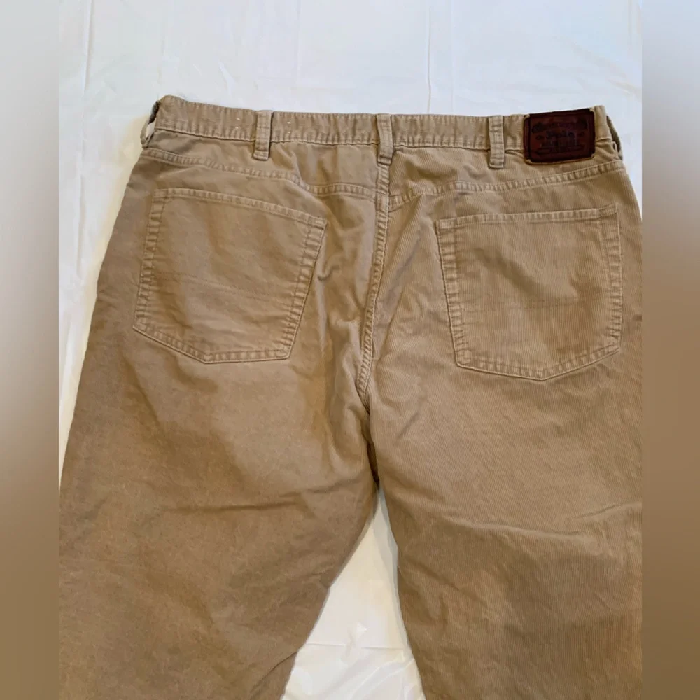 Polo By Ralph Lauren Men's Corduroy Tan Flat Front Pants Size 38x28  SEE Descrip